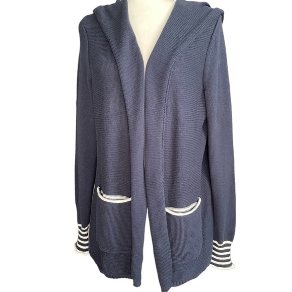 CAbi Sweaters - Cabi El Captain Navy Blue Open Front Hooded Cardigan M